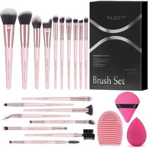 18 Pcs Premium Synthetic Powder Blush Eyeshadow Brush Kit Professional Brushes